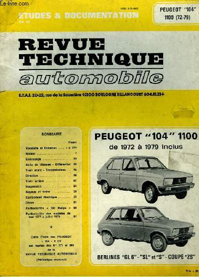 Revue Technique Automobile. Peugeot 