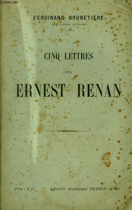 Cinq lettres sur Ernest Renan.