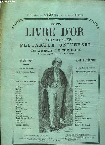 Le Livre d'Or des Peuples Plutarque Universel. Livraison n31 : Branger (Suite), par Pierre Lefranc.