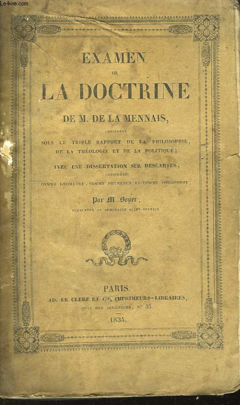 Examen de la Doctrine de M. De La Mennais.