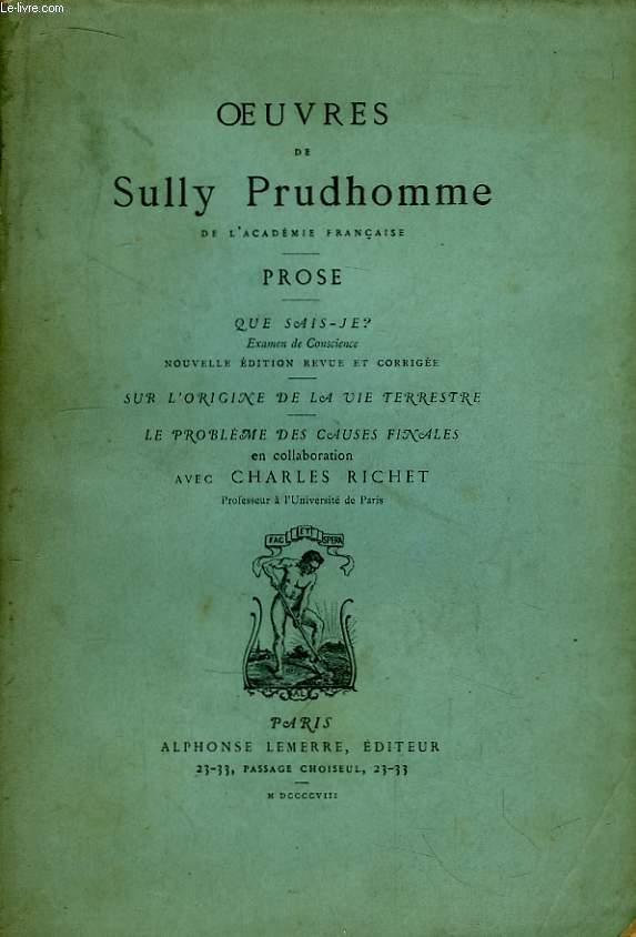 Oeuvres de Sully Prudhomme. Prose. Que Sais-je ?