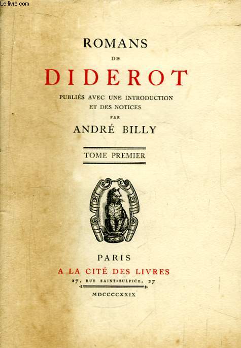 Romans de Diderot. TOME 1er