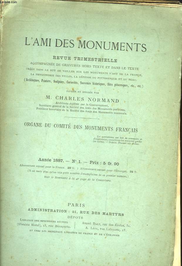 L'Ami des Monuments. N1 - Anne 1887