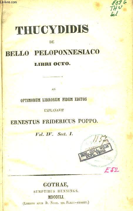 Thucydidis de Bello Peloponnesiaco Libri Octo. Vol. IV (Sect. I et II)