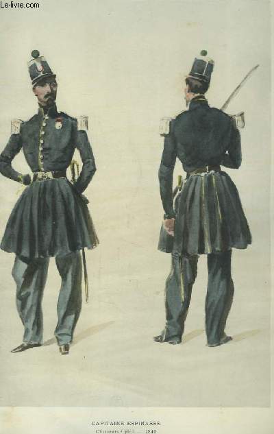 Aquarelle du Capitaine Espinasse, Chasseurs  pied - 1843 (Muse Cond  Chantilly)