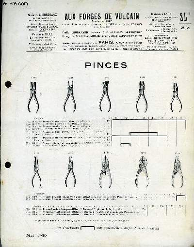 Catalogue-fascicule de Pinces