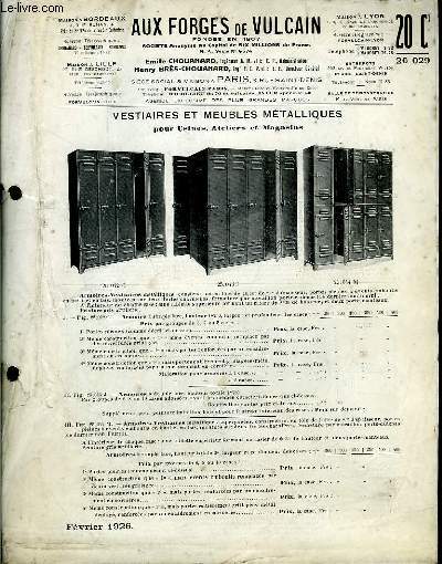 Catalogue-fascicule de Vestiaires et Meubles Mtalliques.