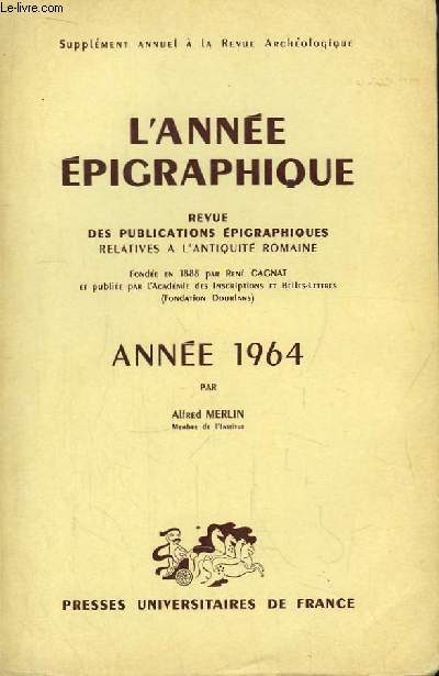 L'Anne Epigraphique 1964