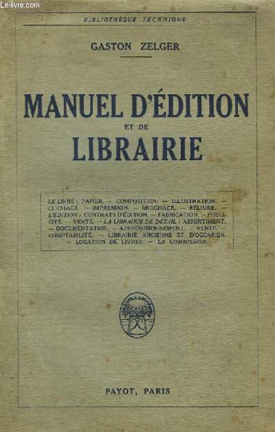 Manuel d'Edition et de Librairie.
