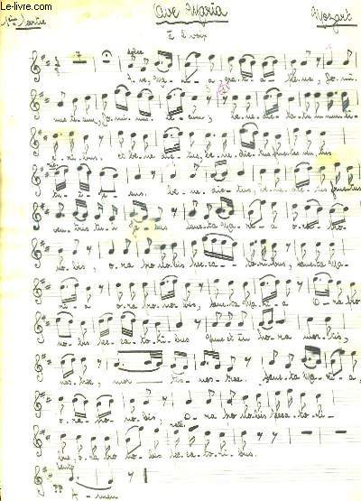 Ave Maria. Partition pour Chants  2 Voix. Reproduction manuscrite.
