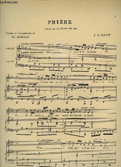 Prire sur le clbre Aria de la Suite en R, pour Piano, Chant et Violon.