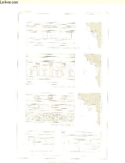 Corniches de Couronnement du Palais de la Chancellerie, par Bramante, du Palais de Caprarole (par Vignole), du Palais du Louvre, par Lemercier .... Une planche illustre de 5 gravures en noir et blanc.
