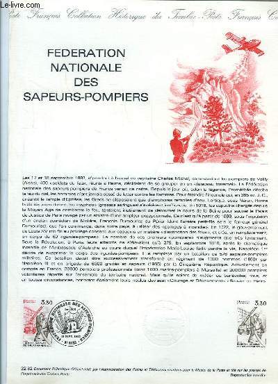 Documents Philatlique Officiel n32-82 : Fdration Nationale des Sapeurs-Pompiers.
