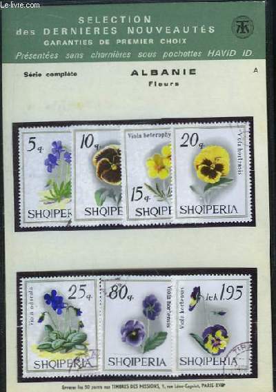 Collection de 7 timbres-poste oblitrs, d'Albanie - Srie : Fleurs
