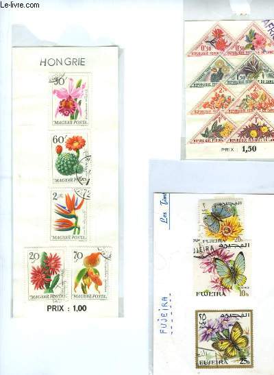 Collection de 21 timbres-poste, neufs ou oblitrs, de Fleurs. Cameroun, Hongrie, Fujeira, Liban, Pologne