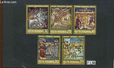 Collection de 5 timbres-poste, neufs ou oblitrs, de Roumanie. Moldovita, Voronet.