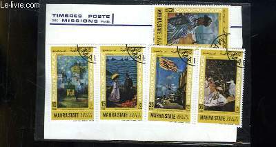 Collection de 5 timbres-poste oblitrs, de Mahra. Reproduction de Tableaux.