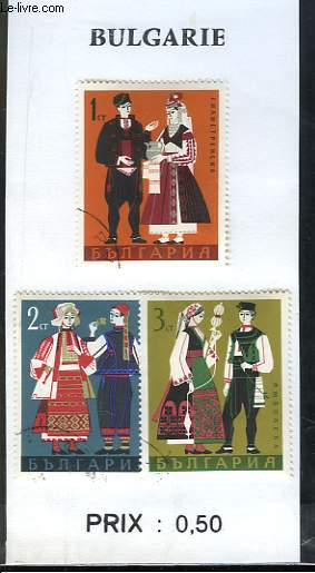 Pochette de 3 timbres-poste oblitrs, de Bulgarie. Costumes Bulgares.