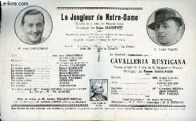 Programme Officiel du Grand Thtre de Bordeaux : Le Jongleur de Notre-Dame. Miracle en 3 actes de Maurice Lna.