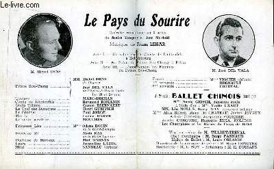 Programme Officiel du Grand Thtre de Bordeaux : Le Pays du Sourire. Oprette romantique en 3 actes de Andr Mauprey et Jean Marietti.