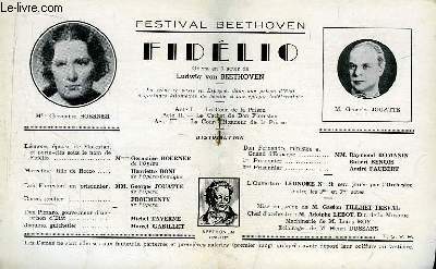 Programme Officiel du Grand Thtre de Bordeaux : Fidlio. Opra en 3 actes de Ludwig van Beethoven.