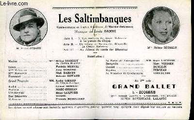Programme Officiel du Grand Thtre de Bordeaux : Les Saltimbanques. Opra-comique en 3 actes, 4 tableaux de Maurice Ordonneau.