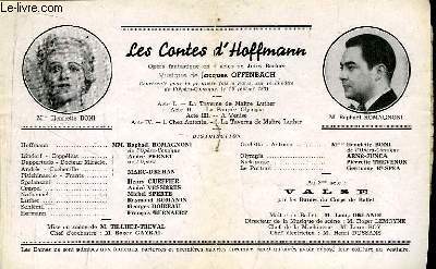 Programme Officiel du Grand Thtre de Bordeaux : Les Contes d'Hoffmann. Opra fantastique en 4 actes de Jules Barbier.