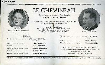 Programme Officiel du Grand Thtre de Bordeaux : Le Chemineau. Drame lyrique en 4 actes de Jean Richepin.