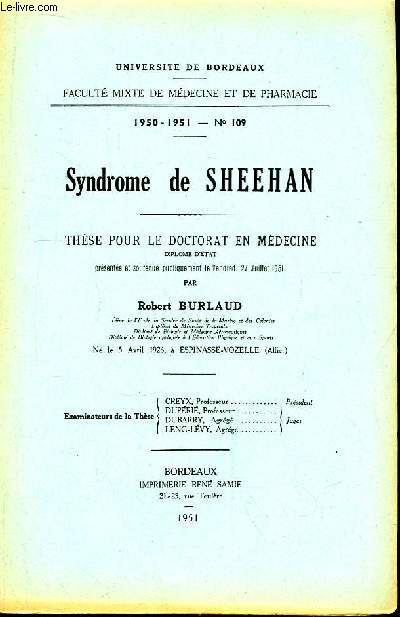 Syndrome de Sheehan. Thse pour le Doctorat en Mdecine N109