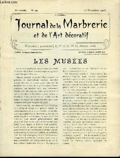 Journal de la Marbrerie et de l'Art dcoratif N 49 - 3me anne : Les Muses - Le choix des marbres (  suivre )