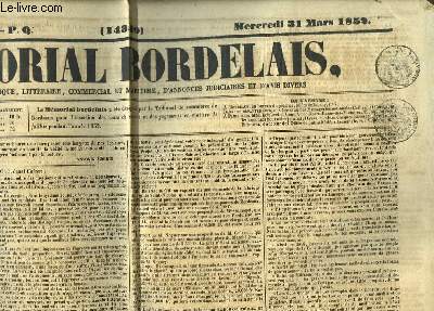 Mmorial Bordelais N14340, du 31 mars 1852 : Crmonie de l'installation des grands corps de l'tat - Conseil municipal de Bordeaux, sance du 29 mars 1852 ...