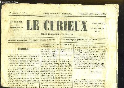 Le Curieux n1, 1re anne : Jean Lion, nouvelle littraire - Rsurrection du thtre de Molire.