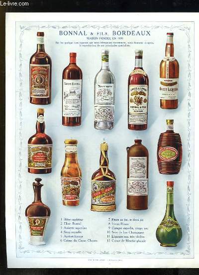 Brochure publicitaire Bonnal & Fils. Liqueurs