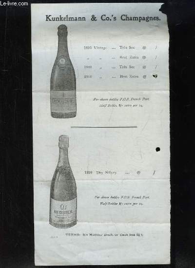 Brochure publicitaire Kunkelmann & Co's Champagnes.