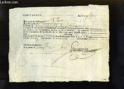 Quittance de Capitation de Franois Guerin Consul en 1707