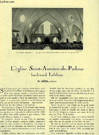 L'Architecture. N3 - Volume XLIX : L'glise Saint-Antoine-de-Padoue, d'Azma - Le Monastre des Dominicaines 