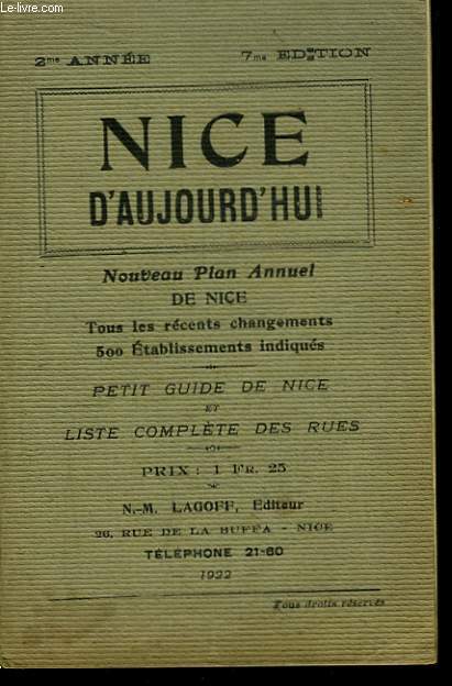 Nice Aujourd'hui. Nouveau plan annuel de Nice. 2e anne.