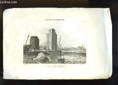 Gravure XIXe sicle, en noir et blanc, du Port de la Rochelle. Extraite de la 