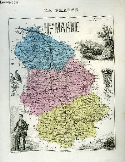 1 carte grave en couleurs de la Haute-Marne - N51