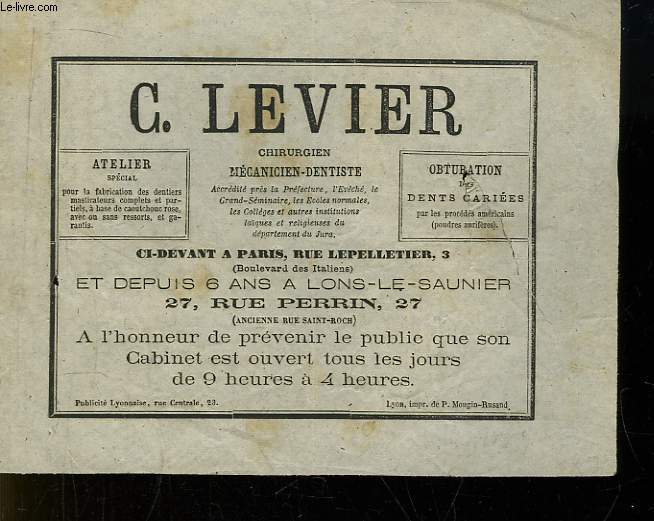 Prospectus de C. Levier.
