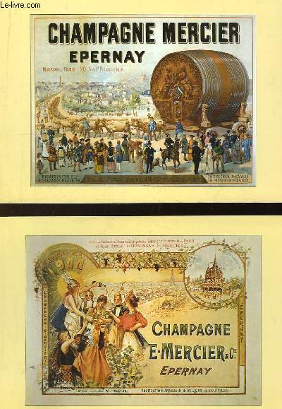 Lot de 4 cartes publicitaires des Champagnes Mercier : 