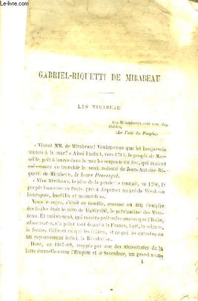 Lettres d'Amour de Mirabeau.