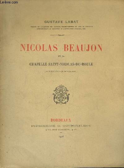 Nicolas Beaujon et la Chapelle Saint-Nicolas-du-Roule (Sancto-Nicolao)