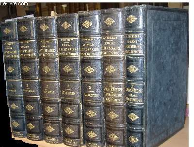 Nouveau Dictionnaire Encyclopdique Universel Illustr. EN 7 VOLUMES (5 Tomes + un Supplment et Dictionnaire de Biographie + Un Atlas et notices gographiques complmentaires.