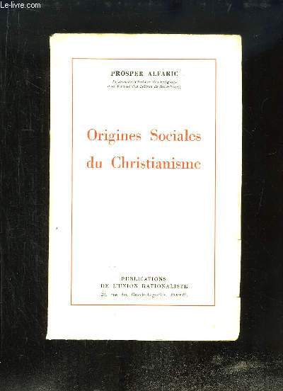 Origines Sociales du Christianisme.