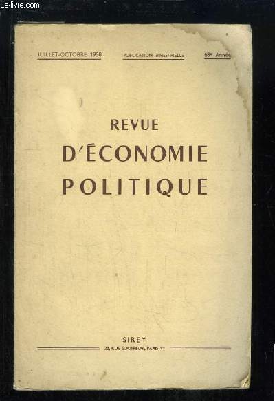 Revue d'Economie Politique N4 / 5 - 68e anne