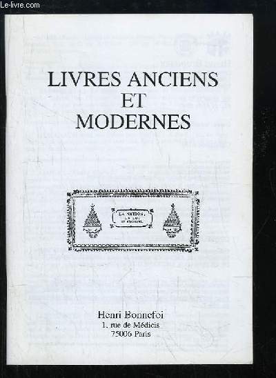 Catalogue n49 de Livres Anciens et Modernes, de la Librairie 