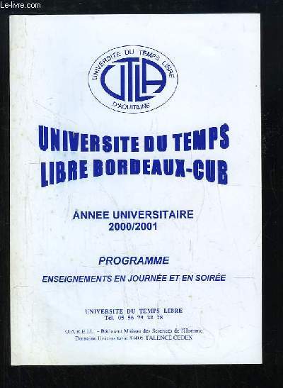 Programme de l'Anne Universitaire 2000 / 2001.