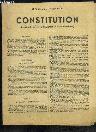 Constitution (Projet prsent par le Gouvernement de la Rpublique)