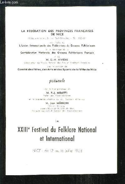 Programme du XXIIIe Festival du Folklore National et International